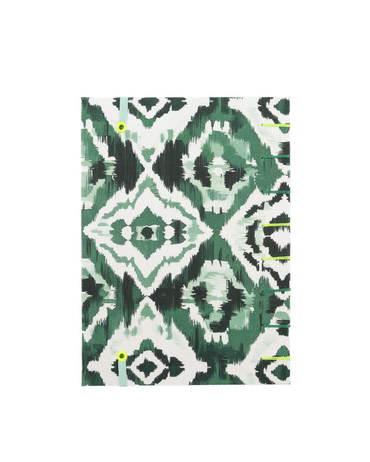 Cuaderno Artesanal copto étnico verde vista posterior