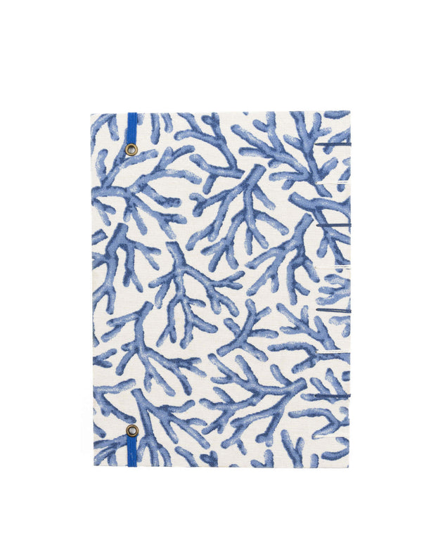 Cuaderno Cosido Copto Artesanal Corales Azules vista posterior