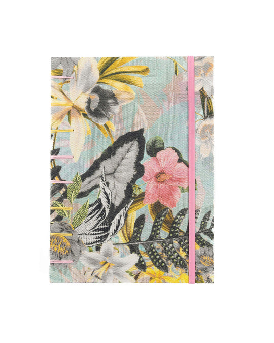Cuaderno Cosido Copto Artesanal Selva Rosa cerrado