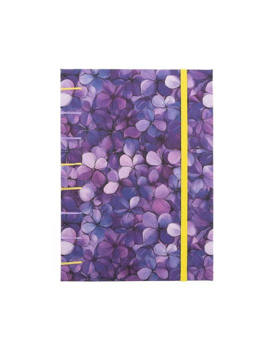 Cuaderno Cosido Copto Artesanal Flores Violeta cerrado