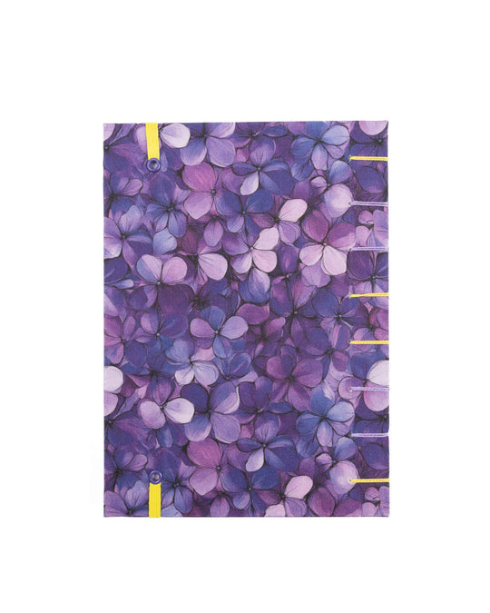 Cuaderno Cosido Copto Artesanal Flores Violeta vista posterior