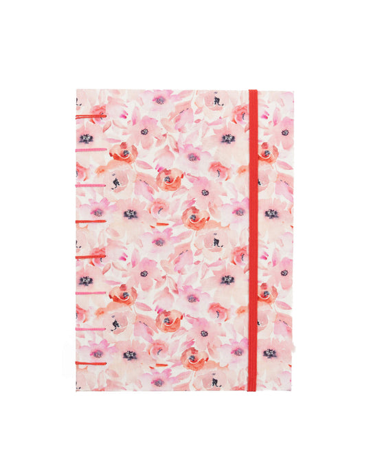 Cuaderno Cosido Copto Artesanal Flores rosas y rojas cerrado