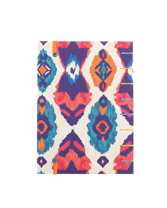 Cuaderno artesanal copto étnico naranja y rosa