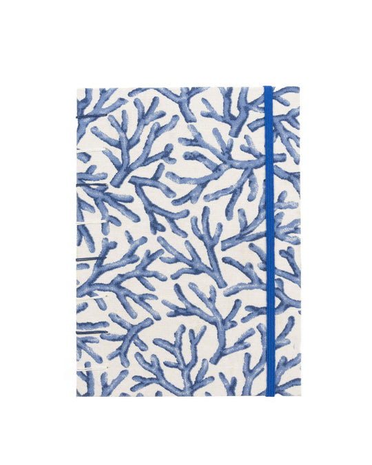 Cuaderno Cosido Copto Artesanal Corales Azules cerrado